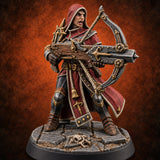 Pray, Then Aim Human Female Hooded Crossbow Arbalist D — painted concept preview (miniature supplied unpainted)