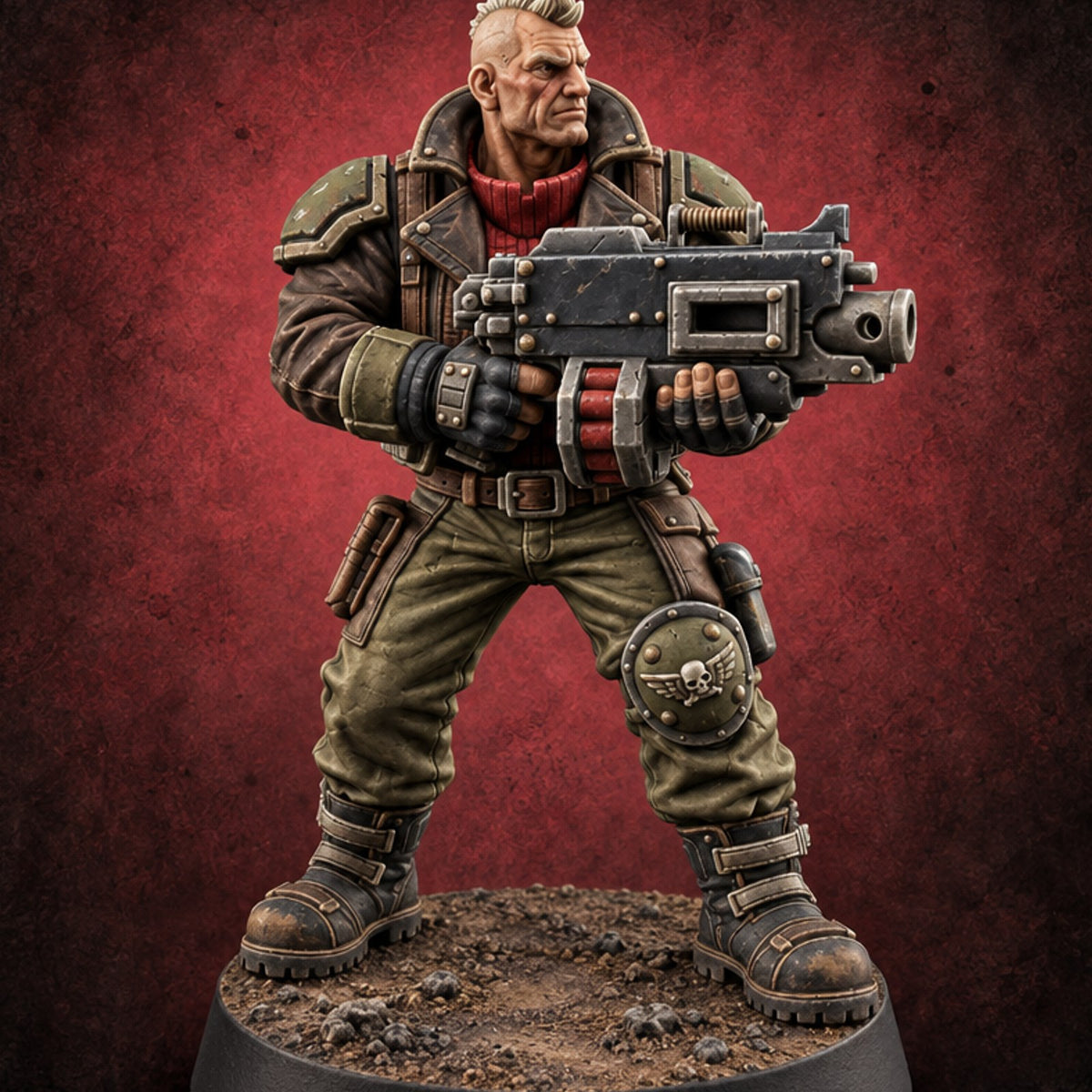 Reload Is for Later Human Heavy Gunner Raider C — painted concept preview (miniature supplied unpainted)