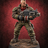 Reload Is for Later Human Heavy Gunner Raider C — painted concept preview (miniature supplied unpainted)