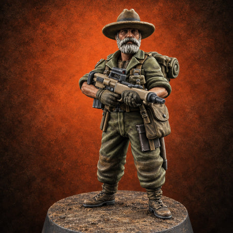 Brims Low, Bullpups Up Human Rifleman in Slouch Hat E — painted concept preview (miniature supplied unpainted)