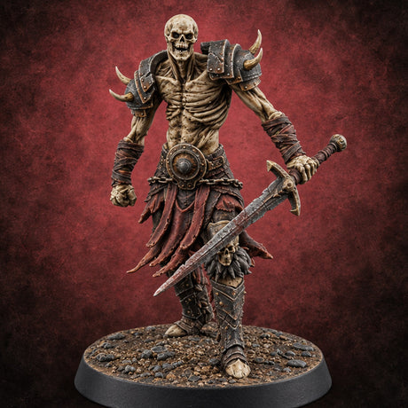 Ponytail Outlasted the Pulse Skeleton Sword Warrior E — painted concept preview (miniature supplied unpainted)