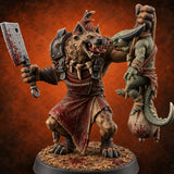 Sawdust Floor, Sharpened Mood Gnoll Butcher — painted concept preview (miniature supplied unpainted)