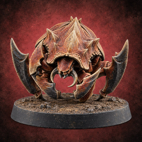 Nothing Under the Shell but Teeth Giant Crab with Spiked Carapace and Blade Legs B — painted concept preview (miniature supplied unpainted)
