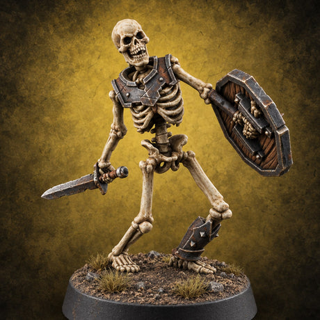 Long Dead, Still Enlisted Skeleton Warrior H — painted concept preview (miniature supplied unpainted)
