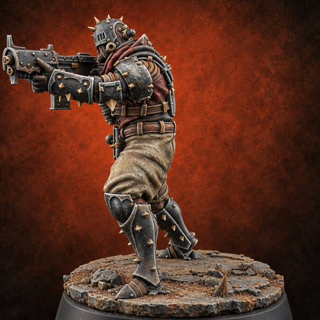Spikes, Smoke and Scripture Human Spiked-Armour Soldier B — painted concept preview (miniature supplied unpainted)