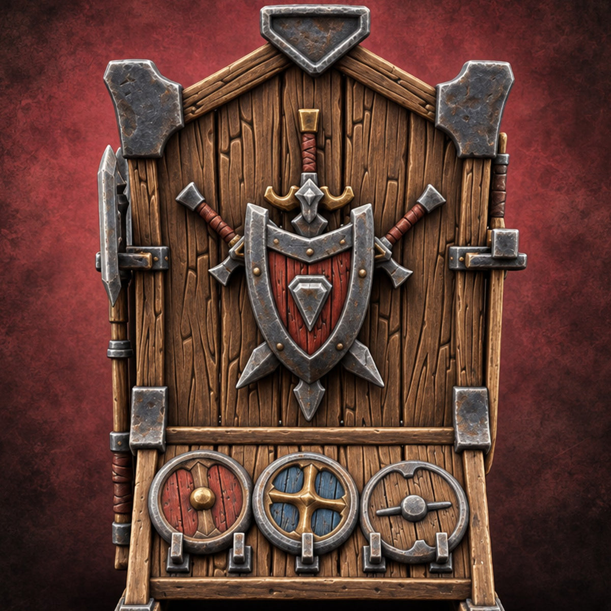 Choose Your Heirloom Wooden Weapons Display Rack — painted concept preview (terrain supplied unpainted)