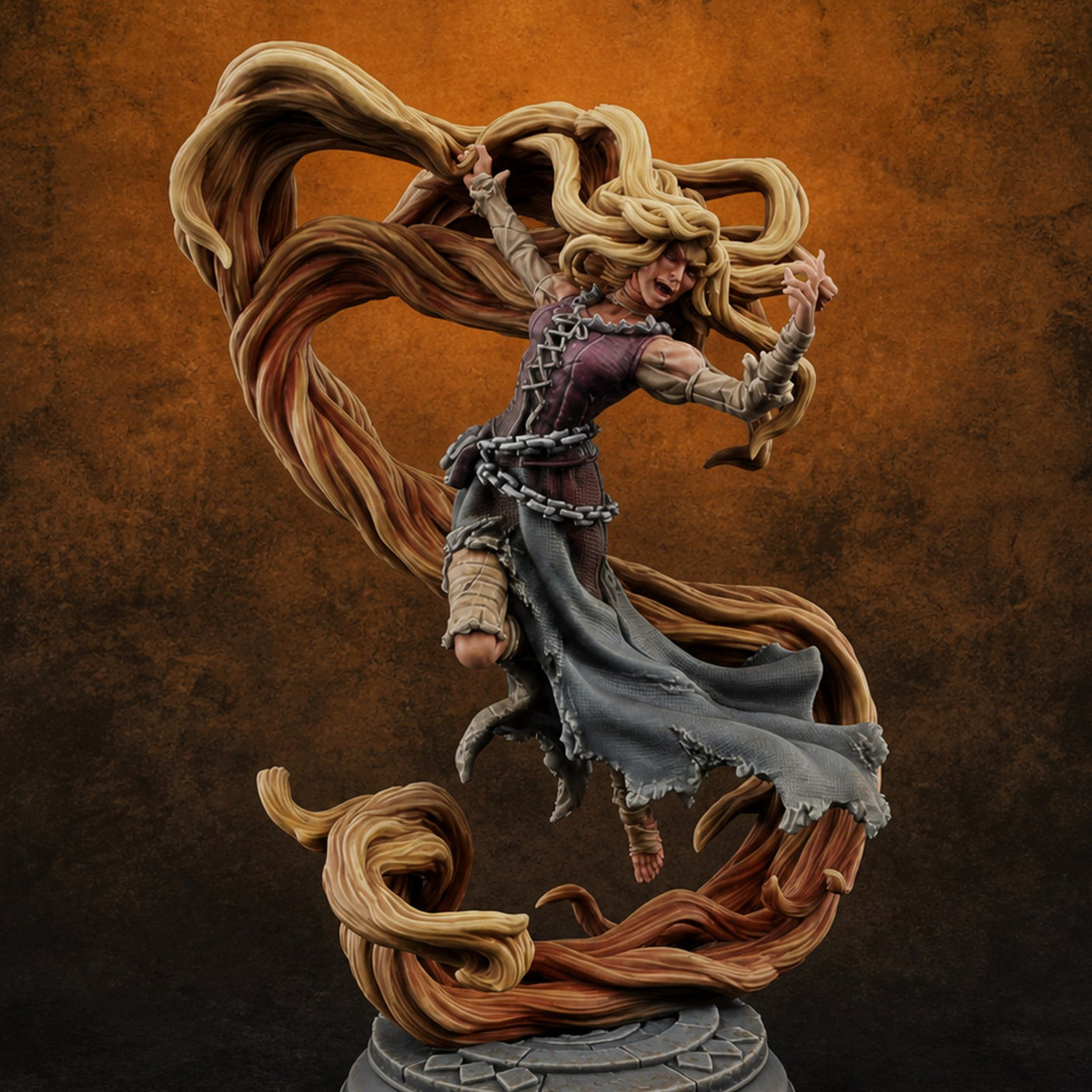 Letting Her Hair Down Human Sorceress — painted concept preview (miniature supplied unpainted)