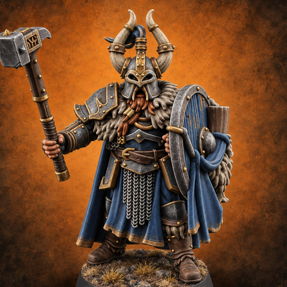 Shields Locked, Horns Lowered Human Huscarl Warrior G — painted concept preview (miniature supplied unpainted)