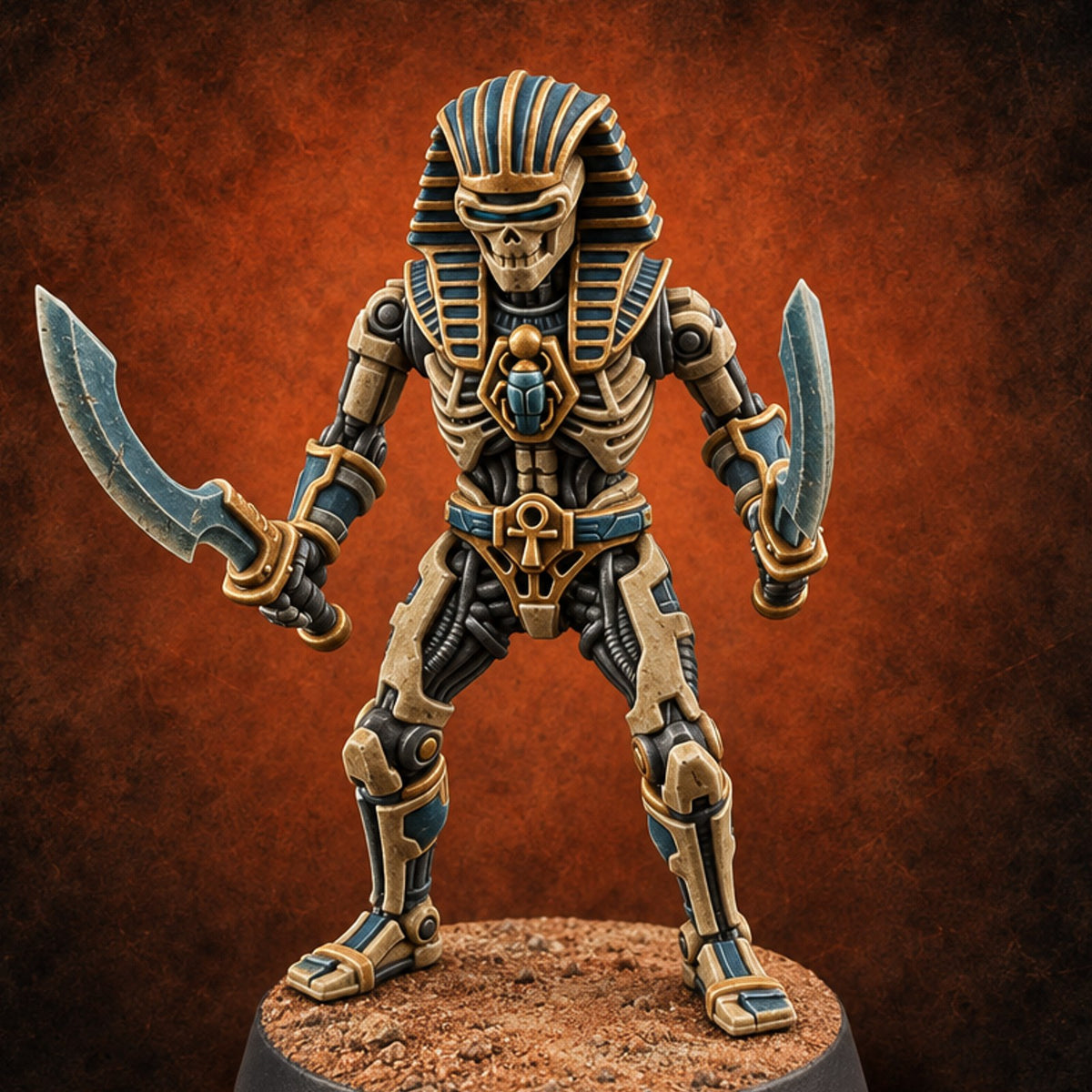 Sandstorm Protocol Warforged Scarab Soldier F — painted concept preview (miniature supplied unpainted)