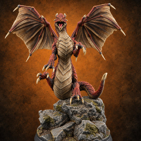 Perched and Peeved Wyvern Monster — painted concept preview (miniature supplied unpainted)