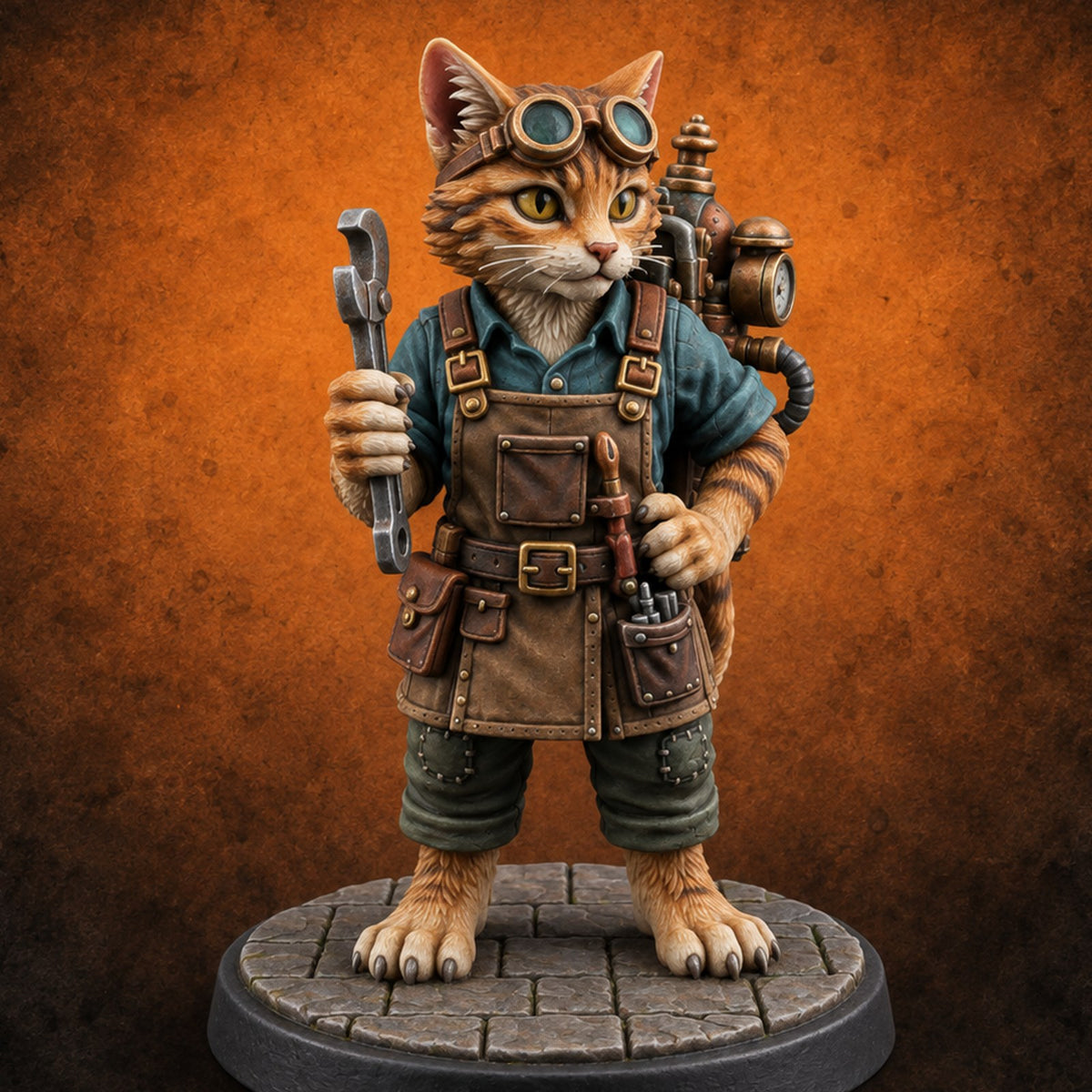 Nine Lives, One Loose Bolt Tabaxi Artificer — painted concept preview (miniature supplied unpainted)