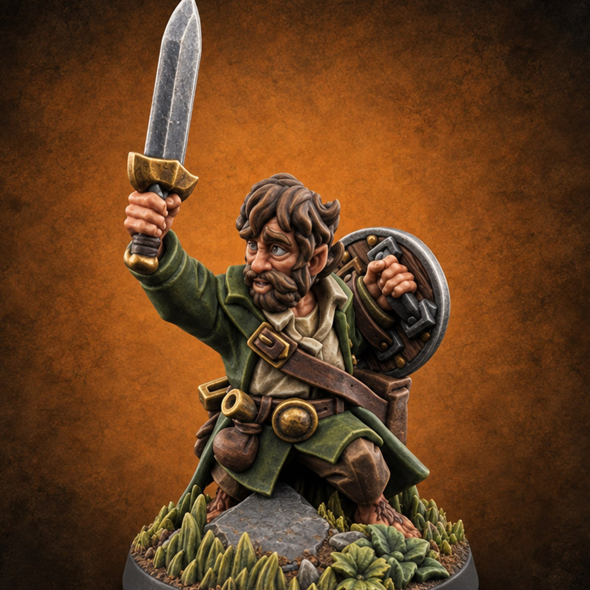 Small Folk, Big Appetite for Trouble Halfling Adventurer A — painted concept preview (miniature supplied unpainted)