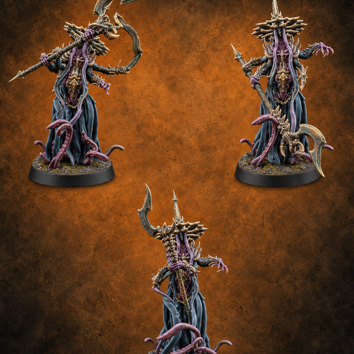 Wrote the Spell, Lost the Sanity Mind Flayer Arcanists — painted concept preview (miniature supplied unpainted)