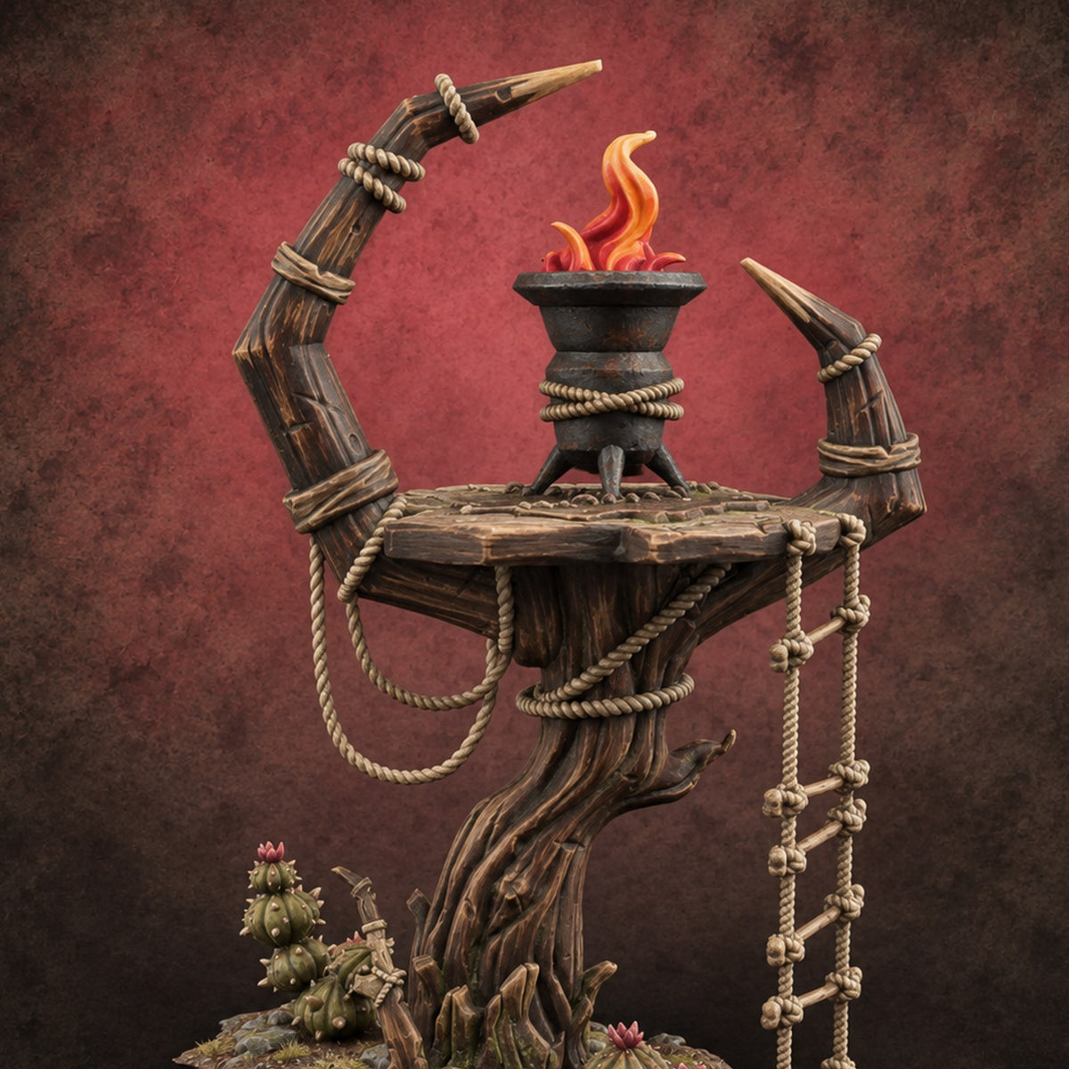 Lashed to Every Horn Horn-Spired Lookout D — painted concept preview (terrain supplied unpainted)