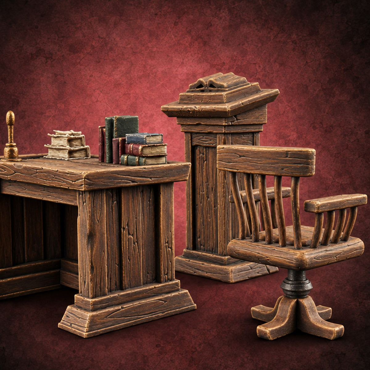 Class Dismissed, Chalk Still Dusty Wooden Classroom Furniture D — painted concept preview (terrain supplied unpainted)
