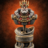 Stern Gaze, Spiked Crown Royal King Bust Display — painted concept preview (terrain supplied unpainted)