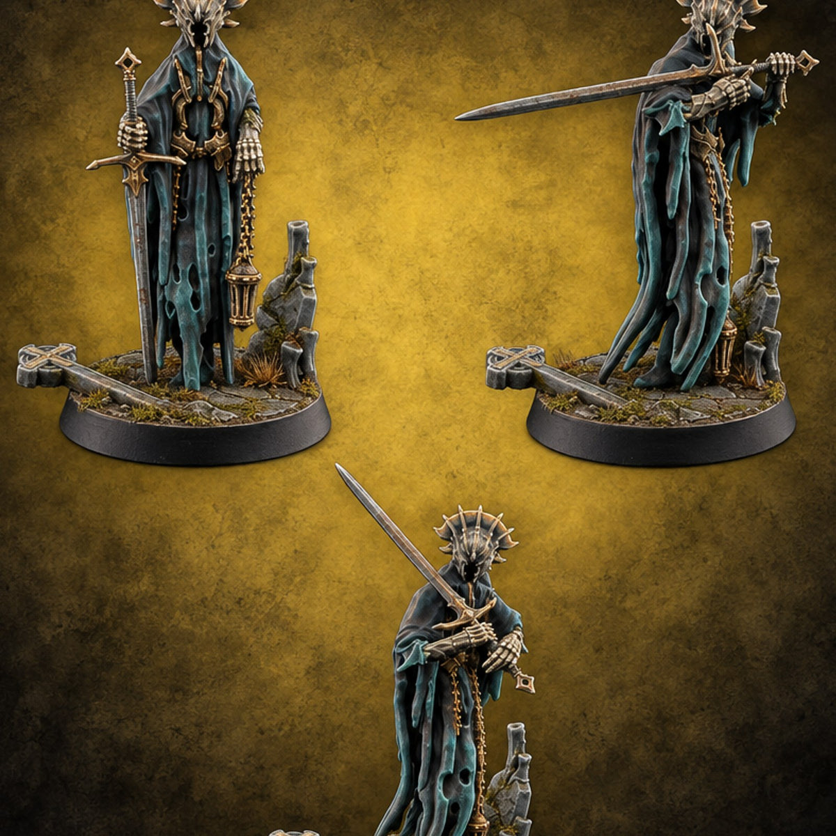 Sleepless Beside the Fallen Cross Wraith Sword Warriors — painted concept preview (miniature supplied unpainted)