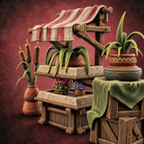 Everything Coming Up Roses Wooden Florist Market Piece D — painted concept preview (terrain supplied unpainted)