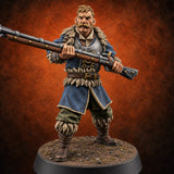 Forked Rests, Fuses Fizzing Human Gunner B — painted concept preview (miniature supplied unpainted)