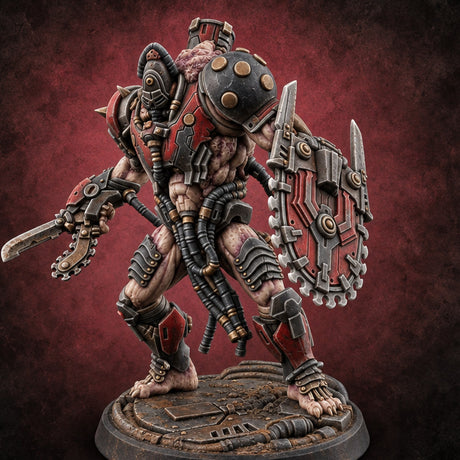 Rebuilt Without Asking Flesh Golem Cyber Warrior A — painted concept preview (miniature supplied unpainted)