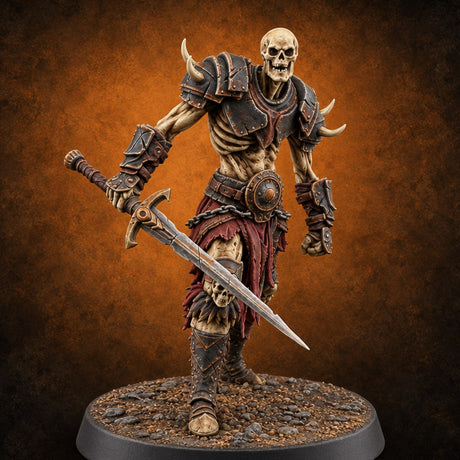 Ponytail Outlasted the Pulse Skeleton Sword Warrior D — painted concept preview (miniature supplied unpainted)