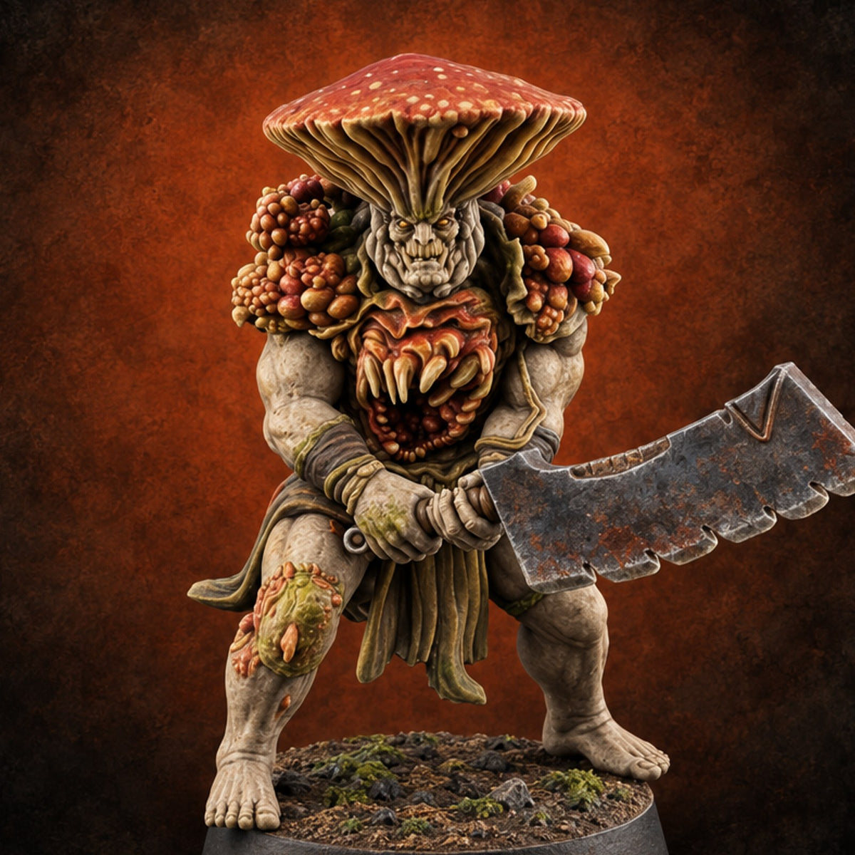 Chest Maw Chewing Over Its Options Myconid Cleaver Warrior C — painted concept preview (miniature supplied unpainted)