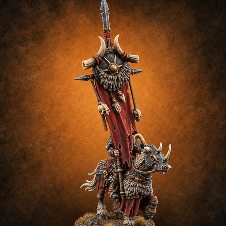 Hooves Thunder, Horns Gleam Human Horned Cavalry Warrior I — painted concept preview (miniature supplied unpainted)