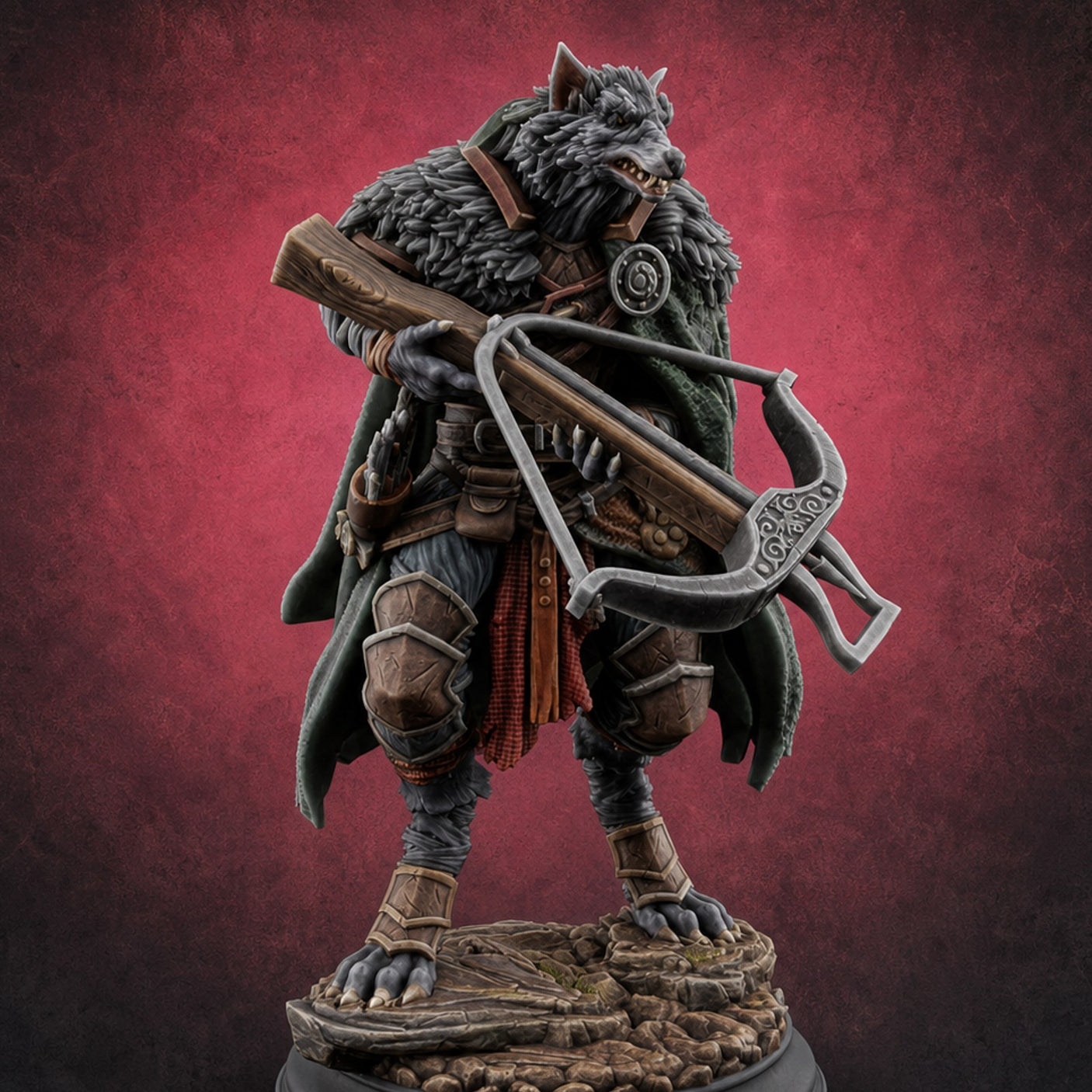 Crossbow at the Ready Wolffolk Hunter — painted concept preview (miniature supplied unpainted)
