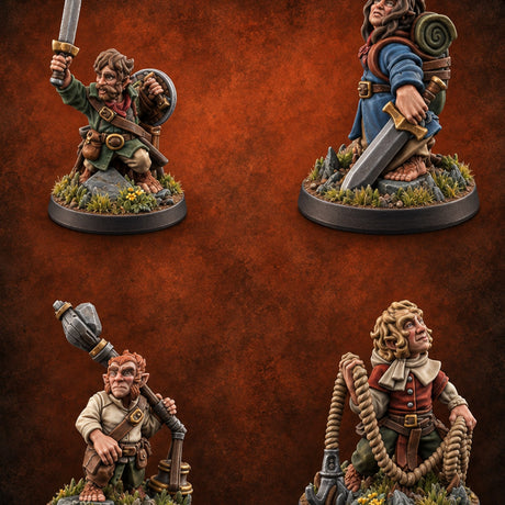 Small Folk, Big Appetite for Trouble Halfling Adventurers — painted concept preview (miniature supplied unpainted)