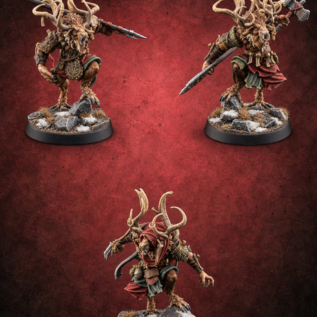 Reindeer Games Satyr Warriors — painted concept preview (miniature supplied unpainted)