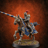 Lances Level, Nobody Yields Human Jousting Knight on Horse C — painted concept preview (miniature supplied unpainted)