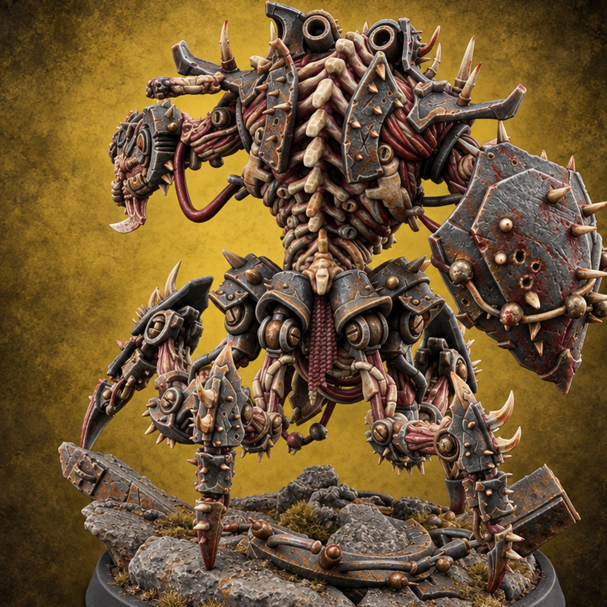 Debris Has Opinions Flesh Golem Spiked Brute B — painted concept preview (miniature supplied unpainted)