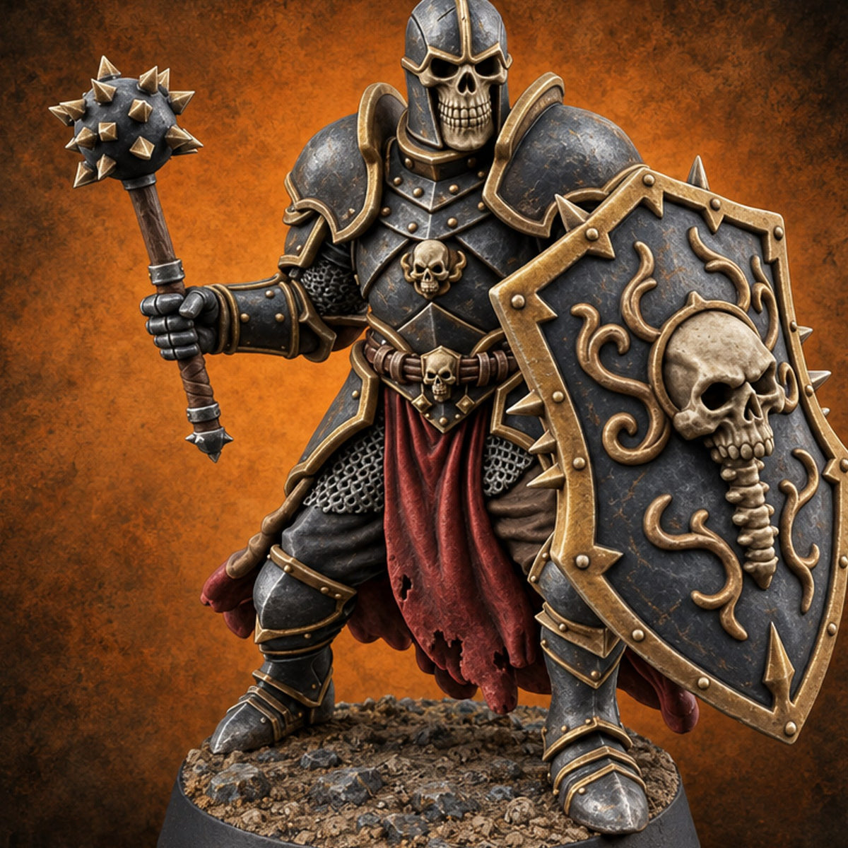 Oaths Outlived Death Knight Shield Warrior D — painted concept preview (miniature supplied unpainted)