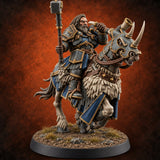 Hooves Thunder, Horns Gleam Human Horned Cavalry Warrior J — painted concept preview (miniature supplied unpainted)
