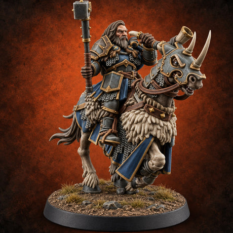 Hooves Thunder, Horns Gleam Human Horned Cavalry Warrior J — painted concept preview (miniature supplied unpainted)
