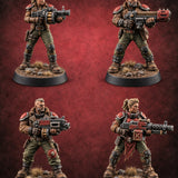 Reload Is for Later Human Heavy Gunner Raiders — painted concept preview (miniature supplied unpainted)