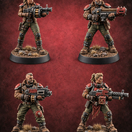 Reload Is for Later Human Heavy Gunner Raiders — painted concept preview (miniature supplied unpainted)