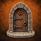 The Knock Came After Midnight Paw-Cutout Stone Arch Door — painted concept preview (terrain supplied unpainted)