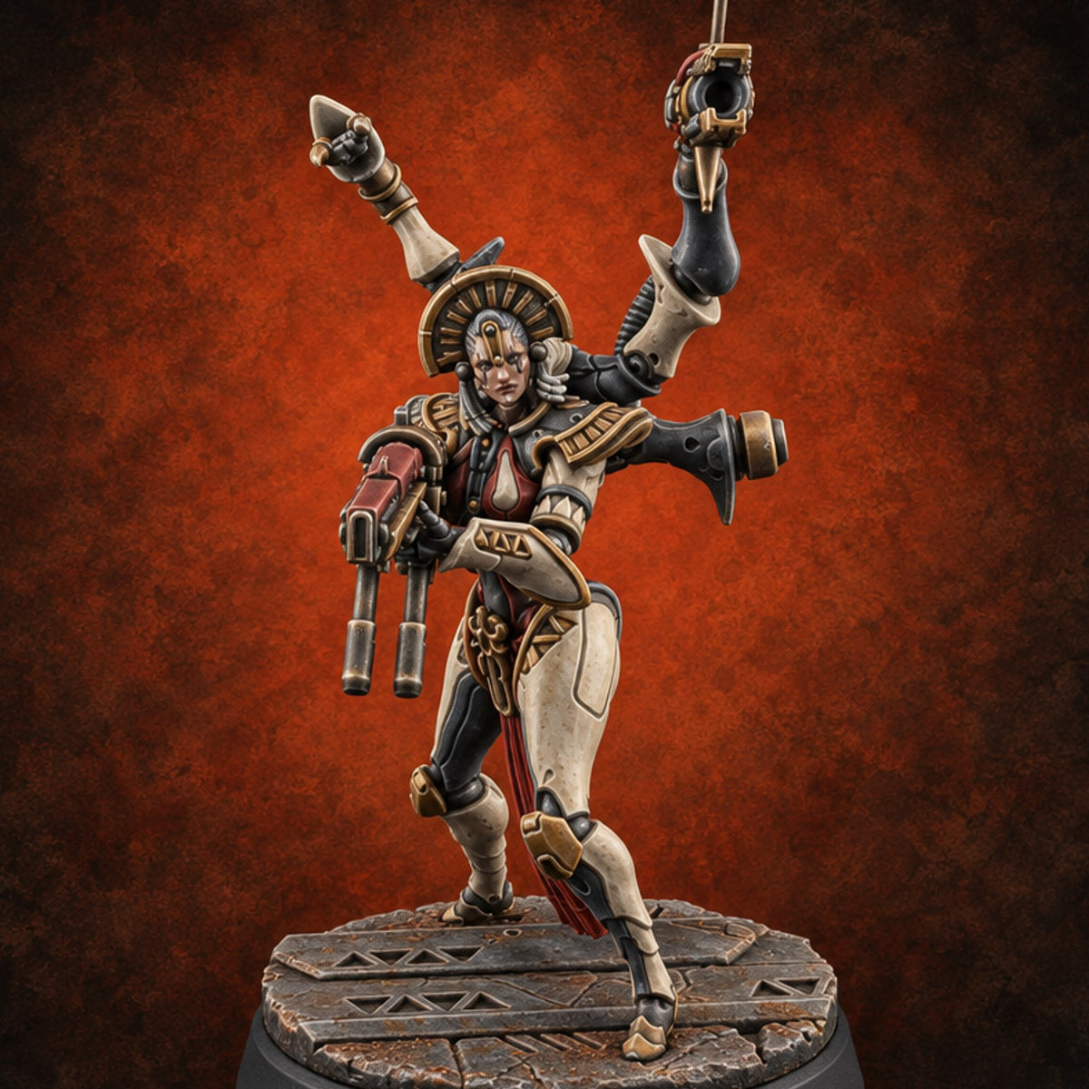Many Hands, Grim Work Human Biomechanical Weaver B — painted concept preview (miniature supplied unpainted)