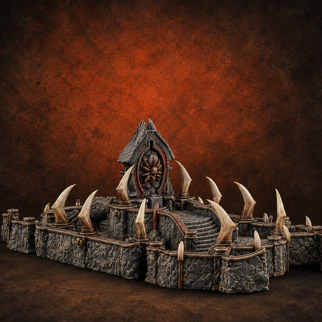 Kneel Carefully Horn-Ringed Shrine — painted concept preview (terrain supplied unpainted)