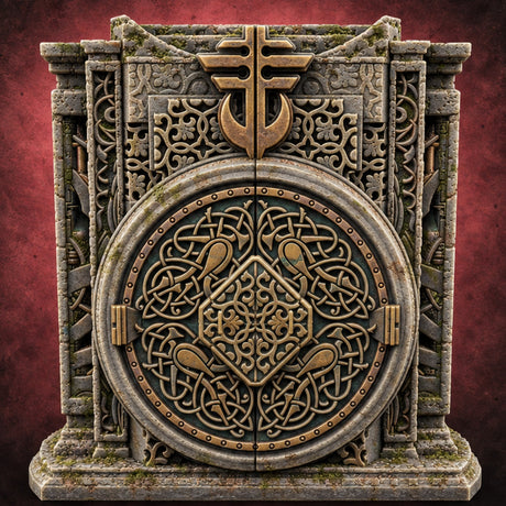 Doors Sealed, Pillars Still Praying Ornate Temple Gate Ruin C — painted concept preview (terrain supplied unpainted)