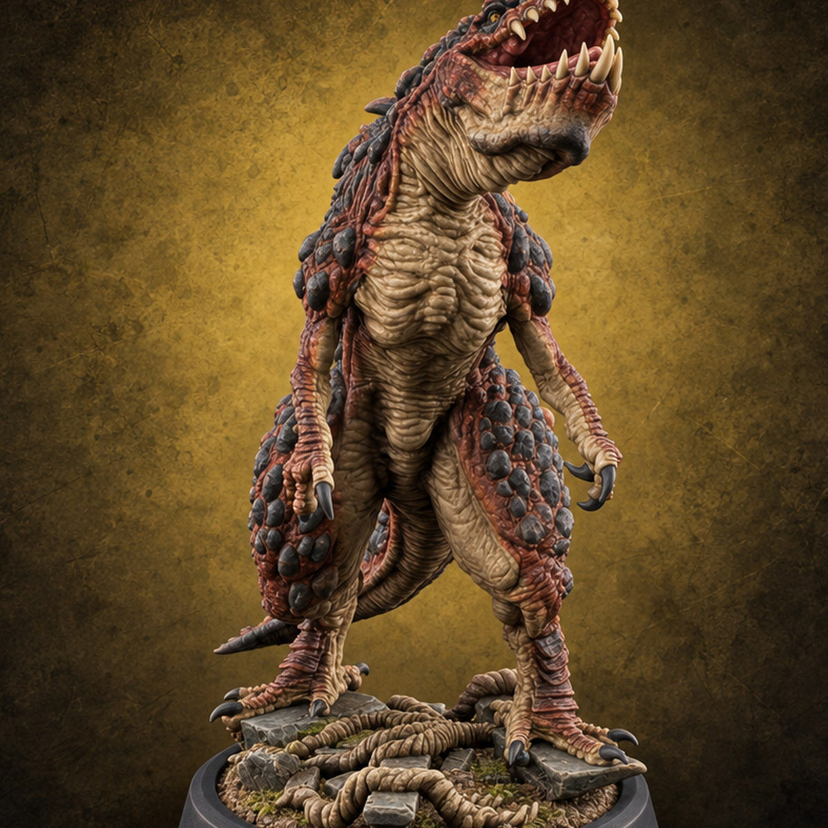Born Rude, Bred Hungry Allosaurus Predator E — painted concept preview (miniature supplied unpainted)