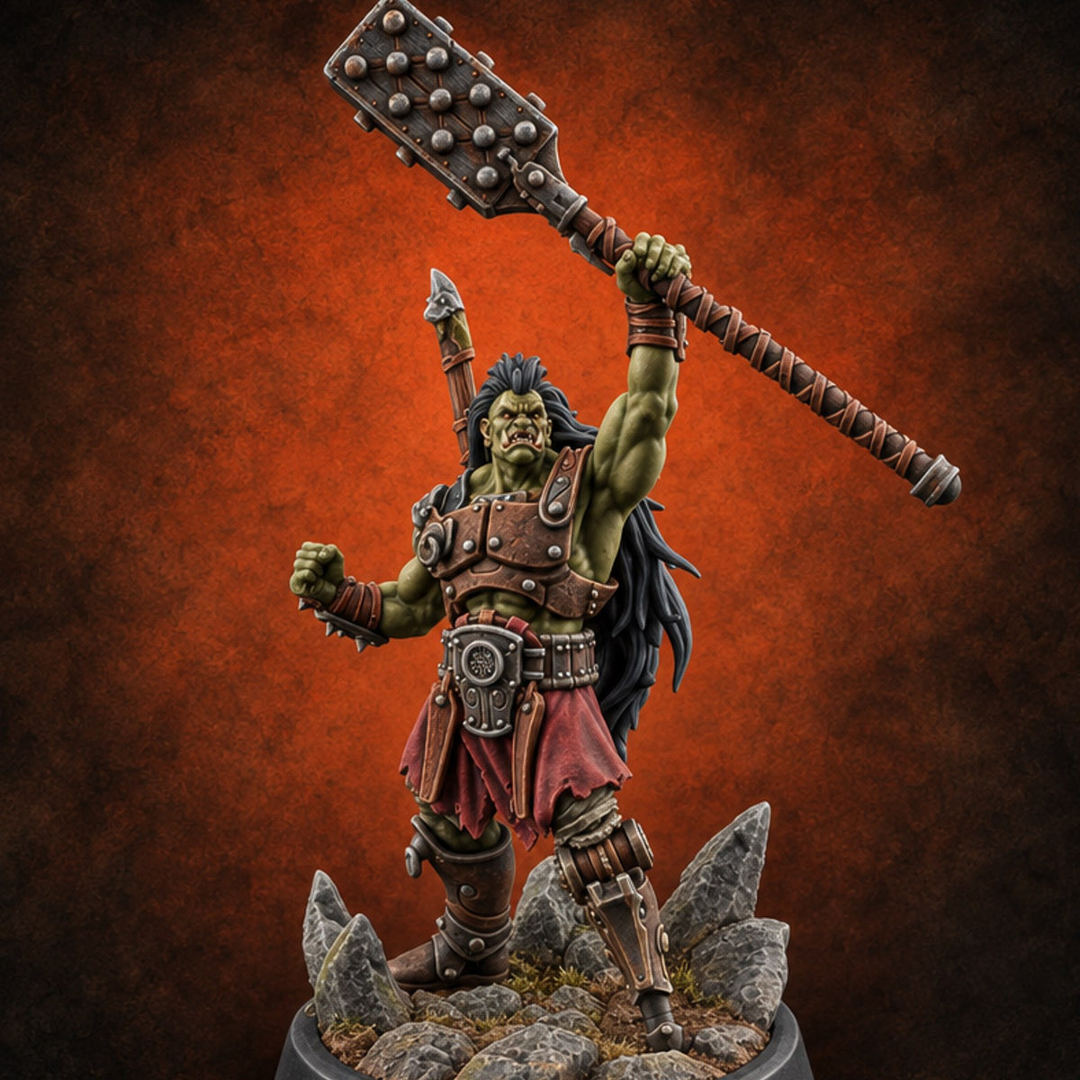 Peg Leg, Full Swing Orc Club Warrior — painted concept preview (miniature supplied unpainted)