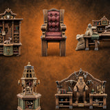 Stuffed Bears Wooden Taxidermist Shop Furniture Set — painted concept preview (terrain supplied unpainted)