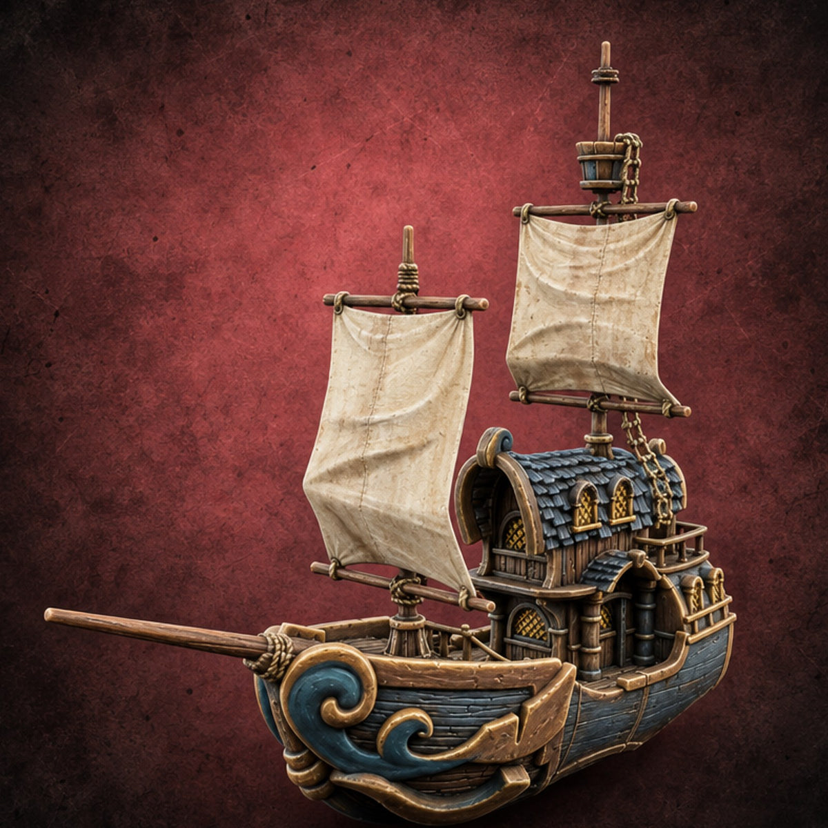 Anchors Aweigh Treasure Hunter Ship Terrain A — painted concept preview (terrain supplied unpainted)