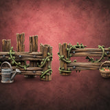Vinebound Garden Fences — painted concept preview (terrain supplied unpainted)