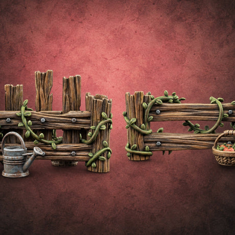 Vinebound Garden Fences — painted concept preview (terrain supplied unpainted)