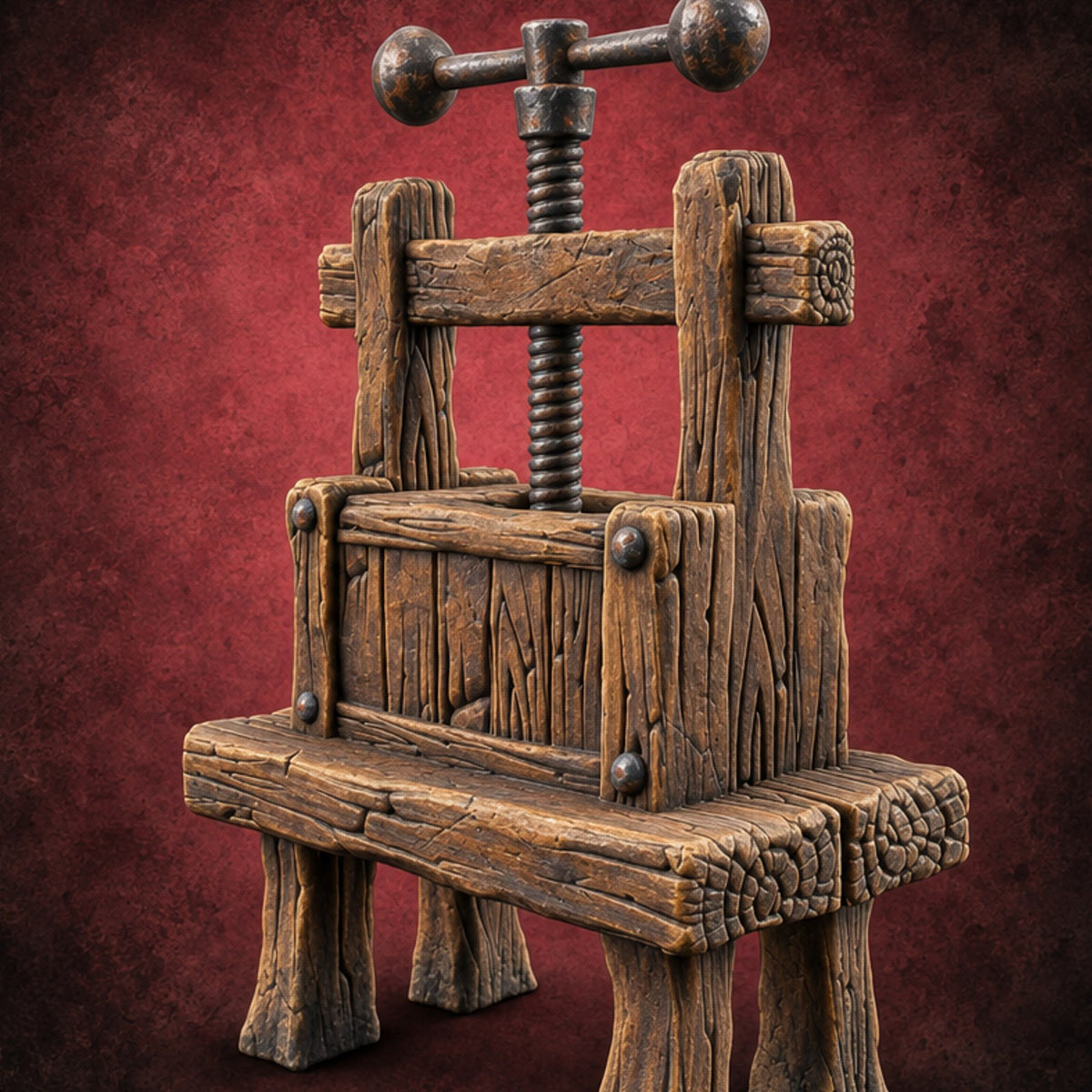 Vintage Needs Pressing Wooden Winery Furniture C — painted concept preview (terrain supplied unpainted)