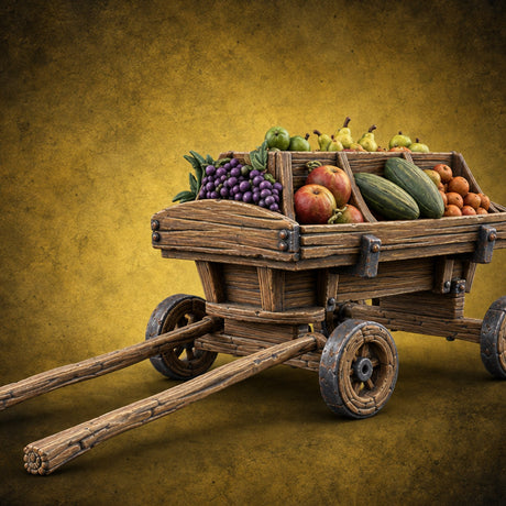 Grapes Weighed, Prices Shouted Wooden Food Market Stall C — painted concept preview (terrain supplied unpainted)