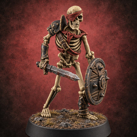 Long Dead, Still Enlisted Skeleton Warrior K — painted concept preview (miniature supplied unpainted)
